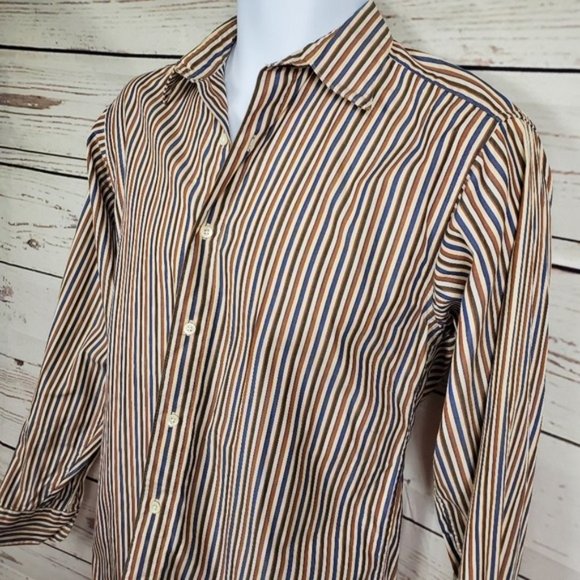 PERRY ELLIS Vintage striped button down shirt 14.5 - Picture 4 of 9